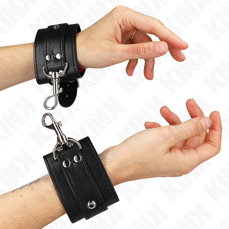 Proteções De Pulso De Masmorra Com Bloqueio Preto Ajustáveis 21-28 Cm X 5,5 Cm - Kink