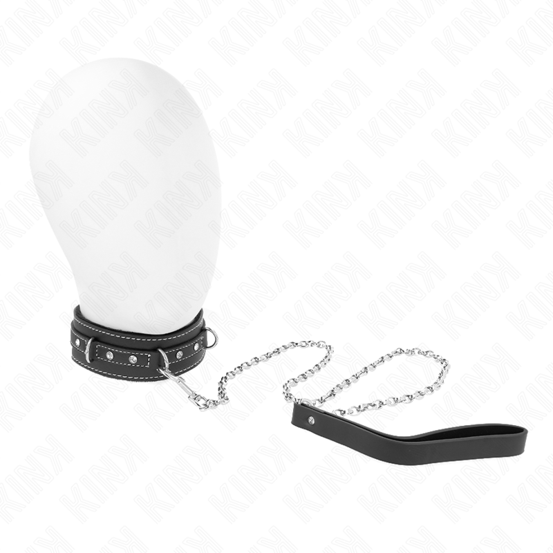 Colar De Couro Pvc Com Cinto 105 Cm Rebite De Strass 41,5 X 4 Cm - Kink