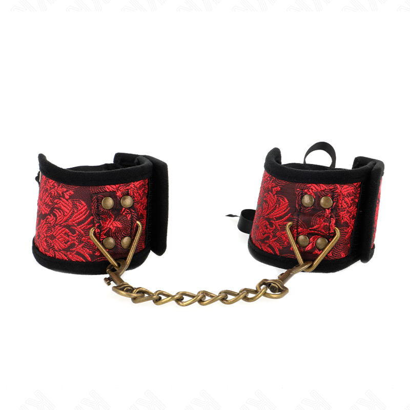 Almofadas De Pulso Scandal Vermelho-Preto Detalhes De Renda 24,5 Cm X 6,5 Cm - Kink
