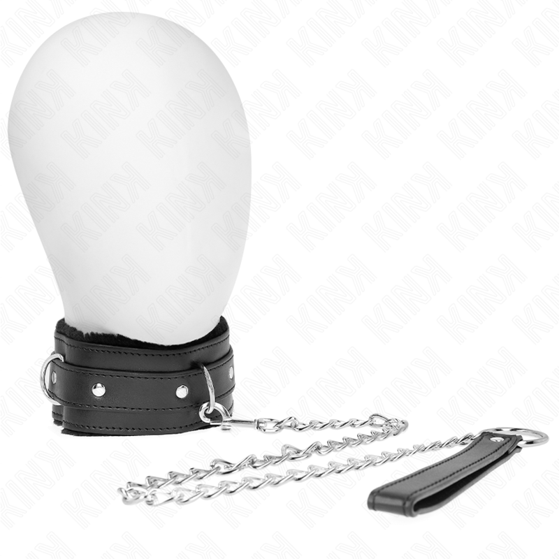 Colar Com Trela 65 Cm Com Restrições Preto 36-42 Cm X 5,5 Cm - Kink
