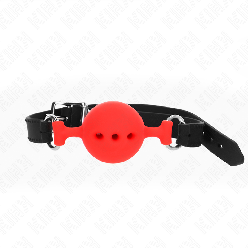 Mordaça Completa De Silicone 55 X 2 Cm Com Bola De 4,5 Cm Tamanho M Vermelho Ajustável 35-51 Cm - Kink