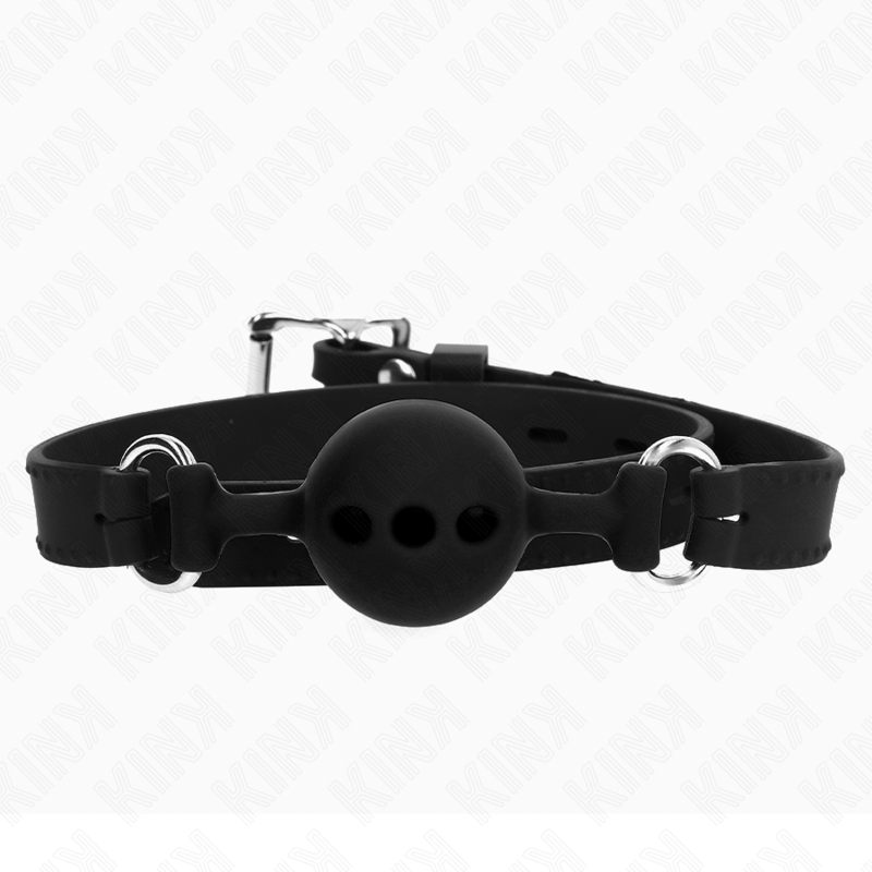 Mordaça Completa De Silicone 55 X 2 Cm Com Bola De 4 Cm Tamanho S Preto Ajustável 35-51 Cm - Kink