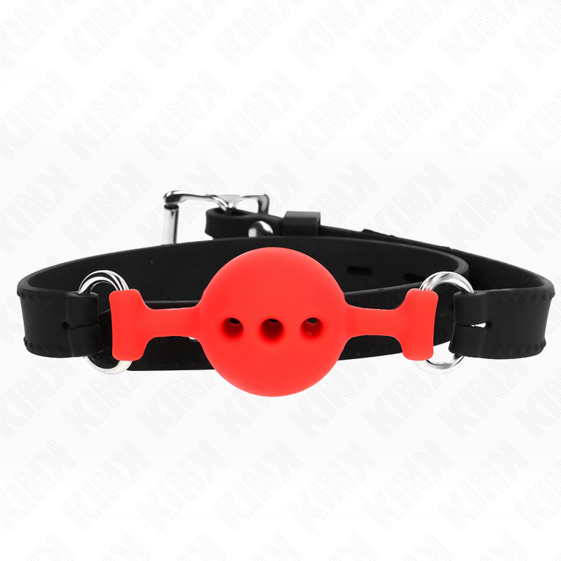 Mordaça Completa De Silicone 55 X 2 Cm Com Bola De 4 Cm Tamanho S Vermelho Ajustável 35-51 Cm - Kink