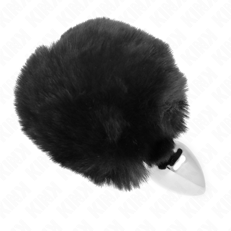 Plug Aço Inoxidável 7 X 3 Cm Com Cauda De Coelho Preta Pele Falsa 8 Cm - Kink