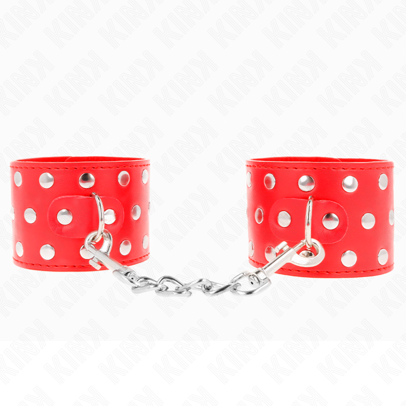 Retenções De Pulso Com Snap Fasten Completo De Rebites Vermelho Ajustável 19-24 Cm X 5,5 Cm - Kink