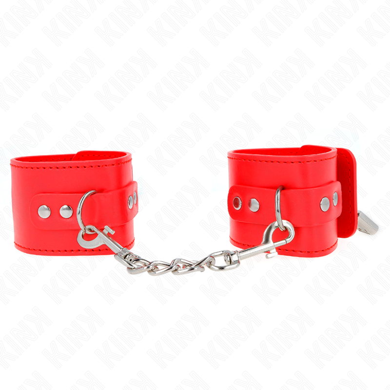 Punhos Com Fecho De Cadeado Vermelho Ajustável 16-23 Cm X 5,5 Cm - Kink