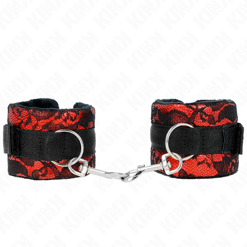 Punhos De Renda De Veludo Curto E Bind De Nylon Vermelho / Preto 23 X 6,5 Cm - Kink