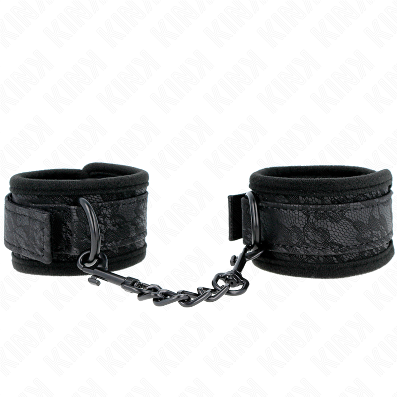 Punhos Cobertos De Renda Escura Neoprene Ajustável Preto 20-29 Cm X 5 Cm - Kink