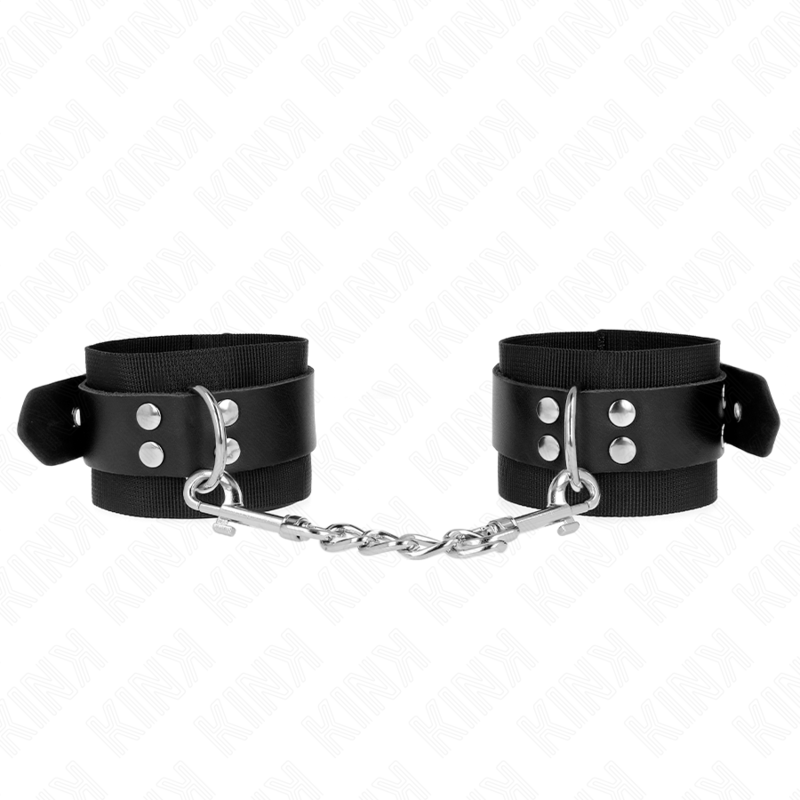 Punhos De Nylon Preto Com Cinto De Couro Preto Ajustável 19-29 Cm X 5,1 Cm - Kink