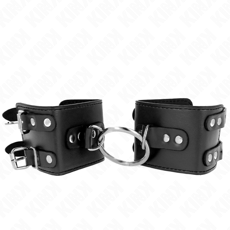 Punhos Fixos Com Anel E Pretos Ajustáveis Pretos 17-22 Cm X 6,5 Cm - Kink