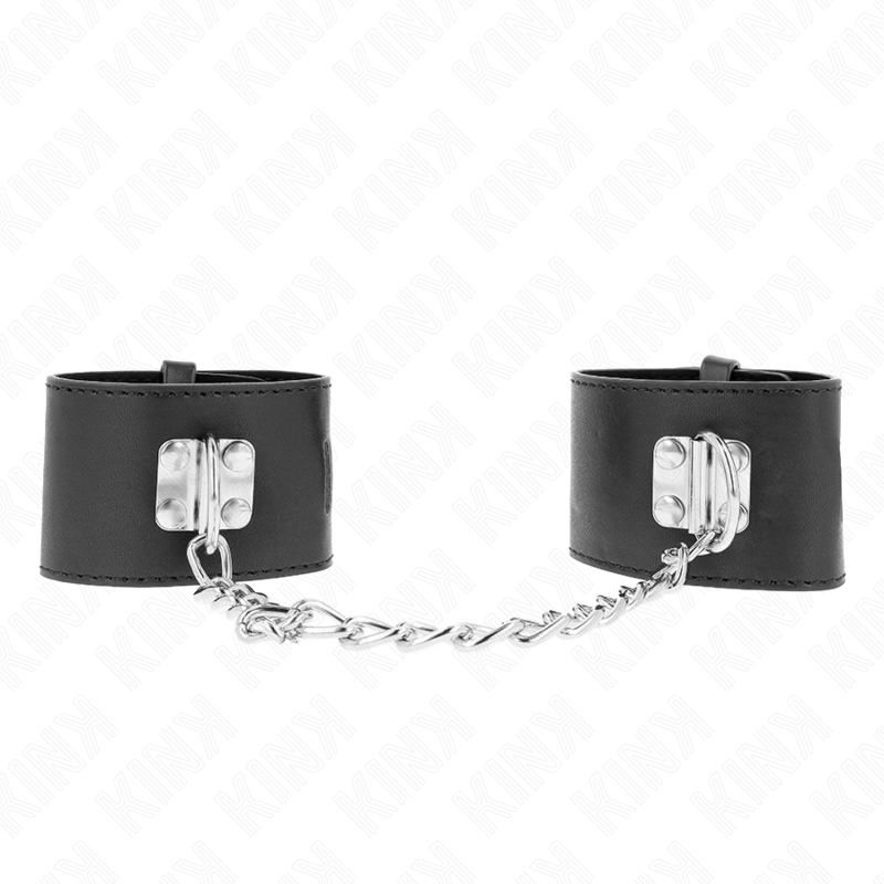 Punhos Fixos Com Corrente 30 Cm E Fechamento De Cadeado Preto Ajustáveis 16-23 Cm X 5,5 Cm - Kink