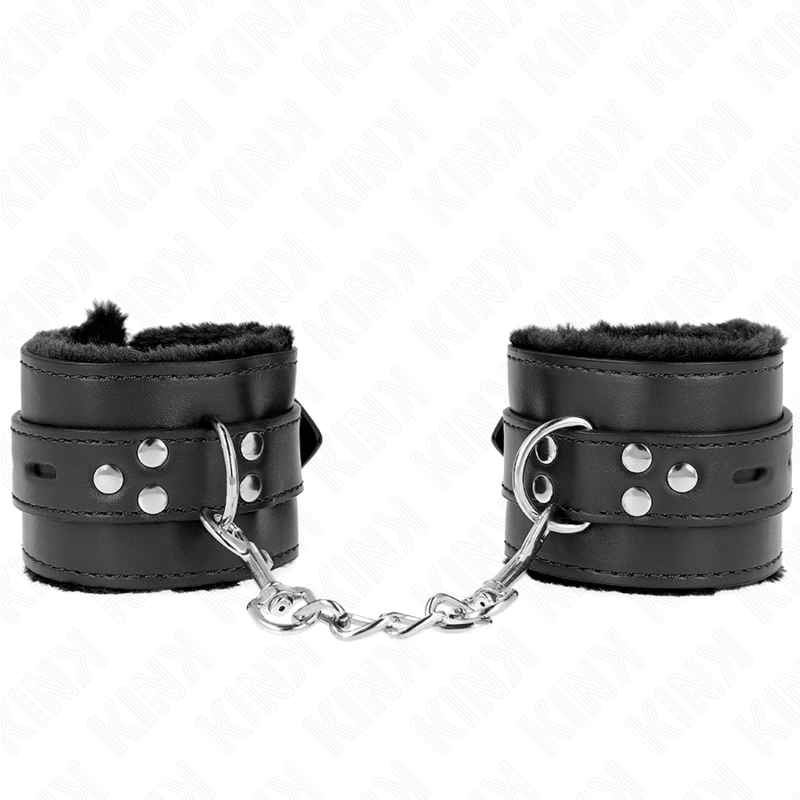 Pulso Forro De Pele Com Furos Quadrados Preto E Cinto Preto Ajustável 17-29 Cm X 6 Cm - Kink