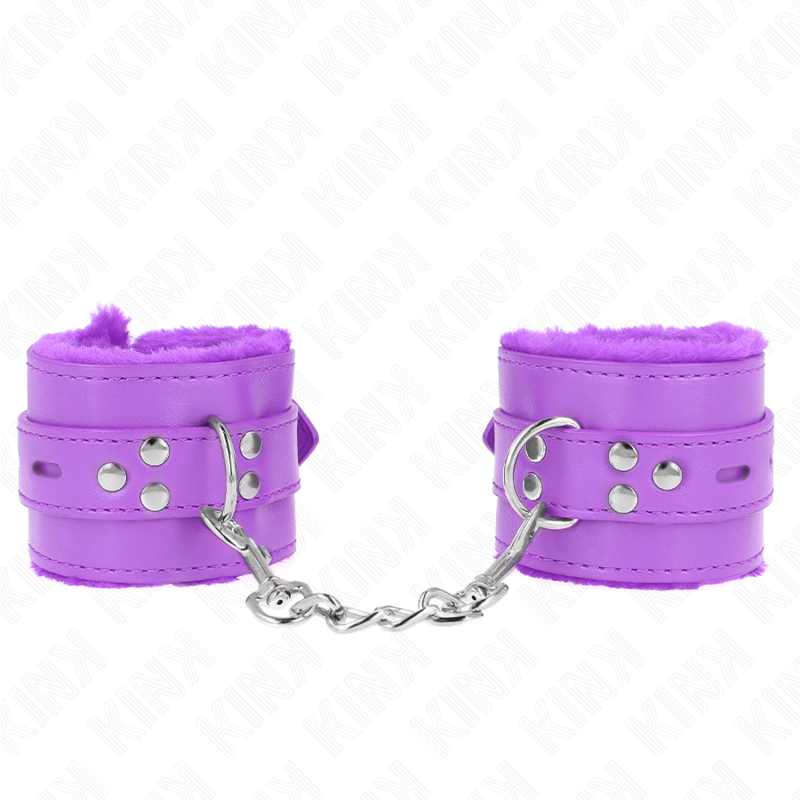 Pulso Forro De Pele Com Furos Quadrados Roxo E Cinto Roxo Ajustável 17-29 Cm X 6 Cm - Kink