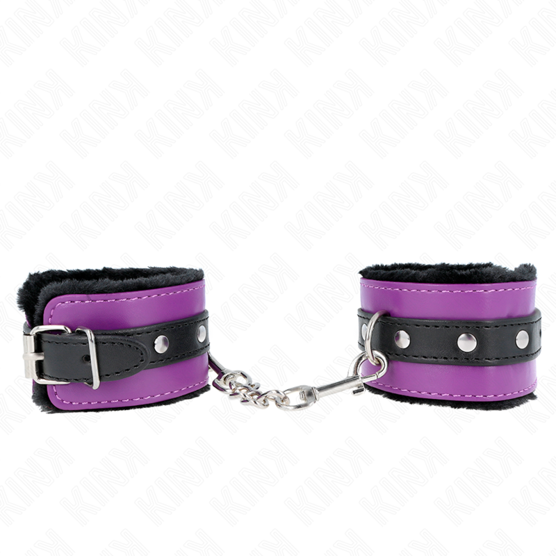 Pulso Premium Forro De Pele Preto Com Cinto Roxo / Preto Ajustável 17-29 Cm X 6 Cm - Kink