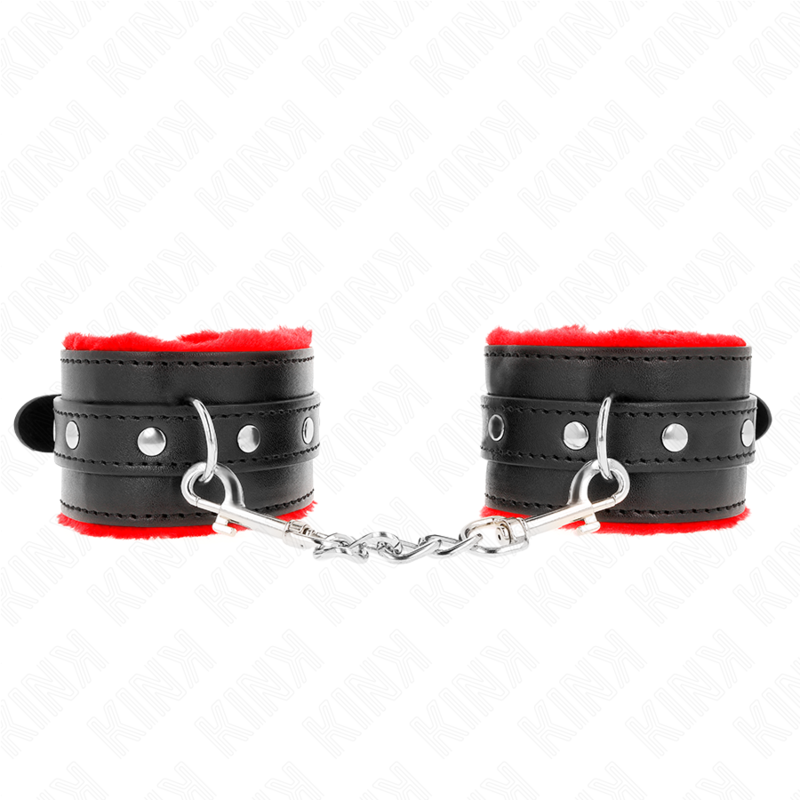 Pulso Premium Forro De Pele Vermelho Com Cinto Preto Ajustável 17-29 Cm X 6 Cm - Kink
