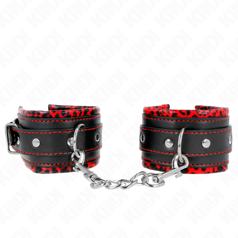Pulso Forro De Pele Vermelho / Preto Ajustável 17-29 Cm X 6 Cm - Kink