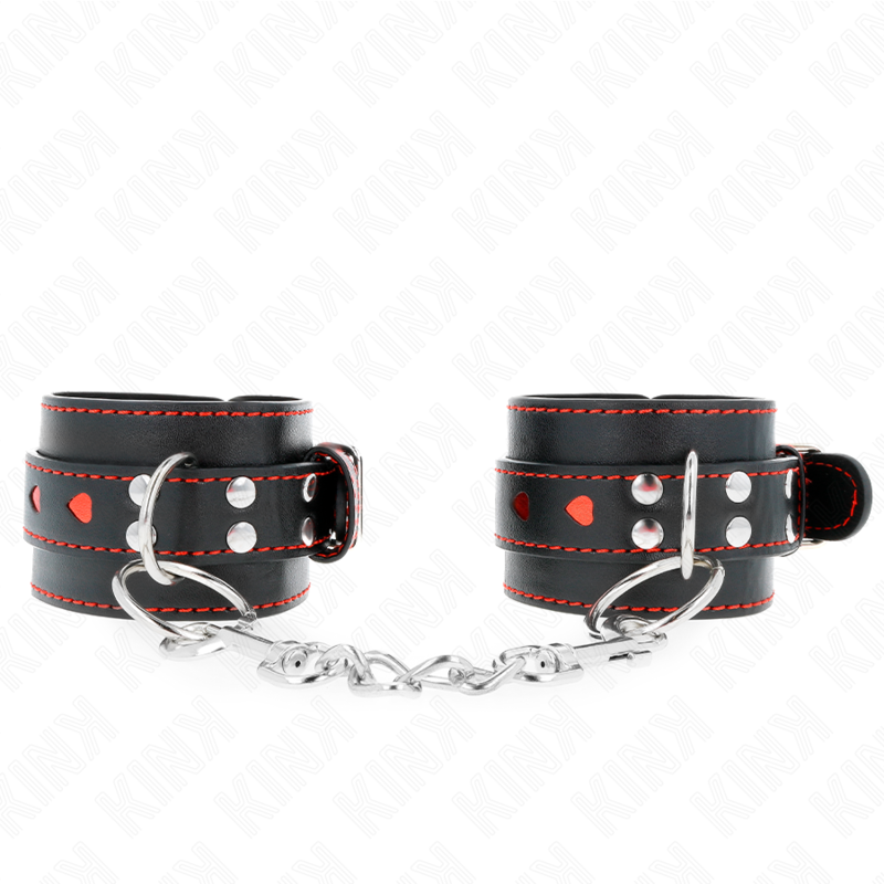Pulso Preto Com Inserção De Coração Vermelho Ajustável 21-28 Cm X 5,5 Cm - Kink