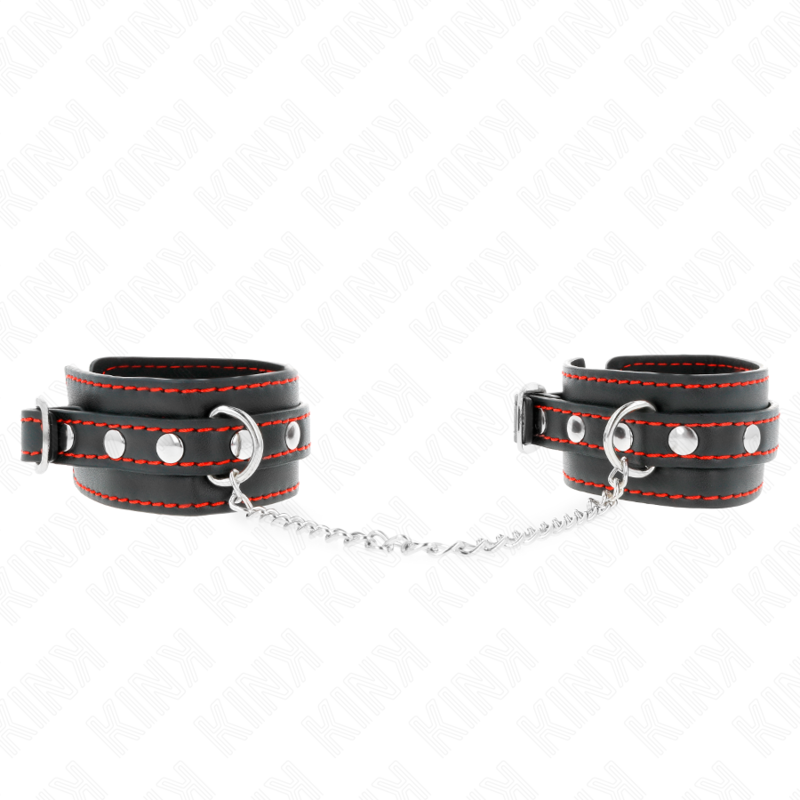 Pequenos Punhos Pretos Com Forro Vermelho Ajustáveis 14-24 Cm X 3,5 Cm - Kink