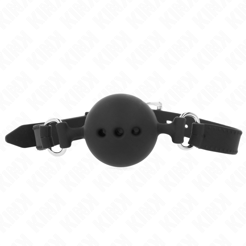 Mordaça Completa De Silicone 55 X 2 Cm Com Bola De 4,5 Cm Tamanho M Preto Ajustável 35-51 Cm - Kink