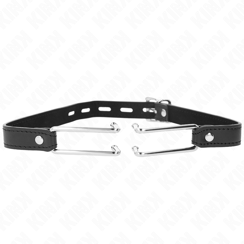 Mordaça De Gancho De Metal 11,5 Cm Com Alça De Couro Ajustável 39-58 Cm X 2 Cm - Kink