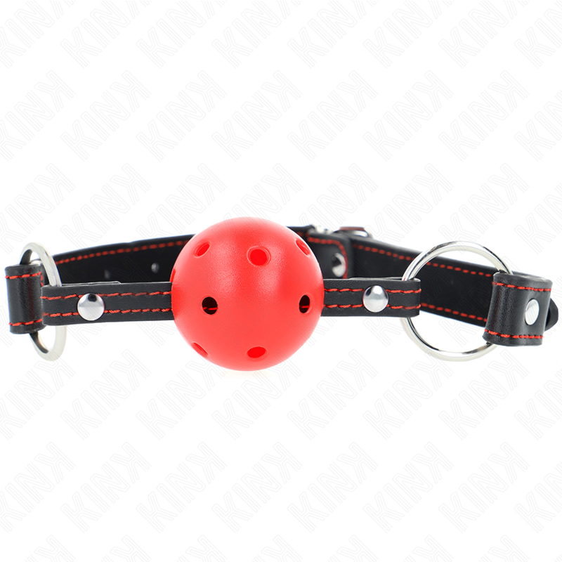 Mordaça De Bola Vermelha Oca Duro Modelo 2 65 X 2,5 Cm - Kink