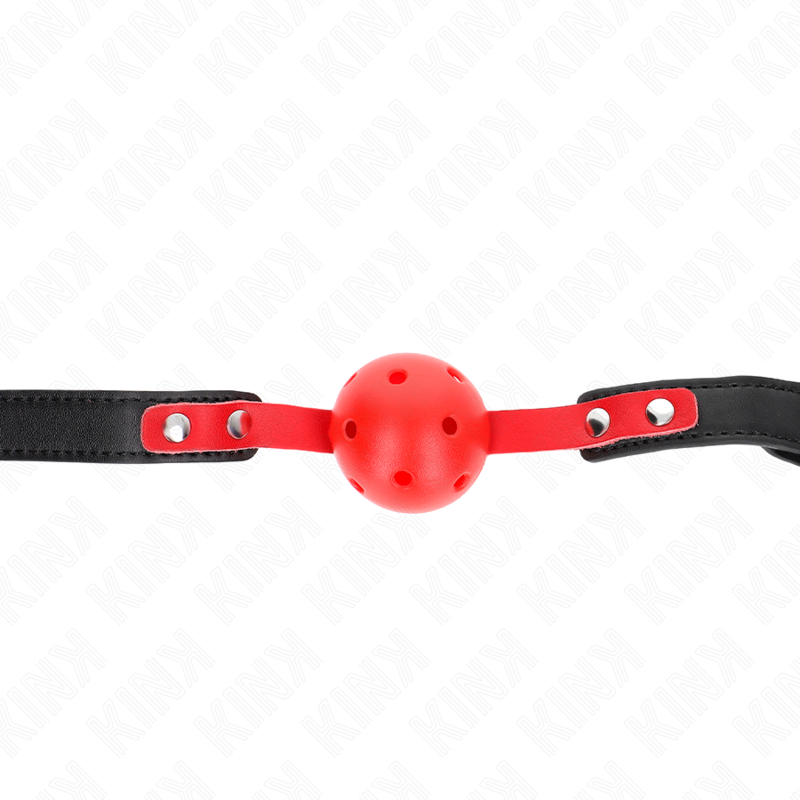 Bola Dura Oca Vermelha 4 Cm Gag Alça Preta 60 X 2 Cm Ajustável 37-52 Cm - Kink