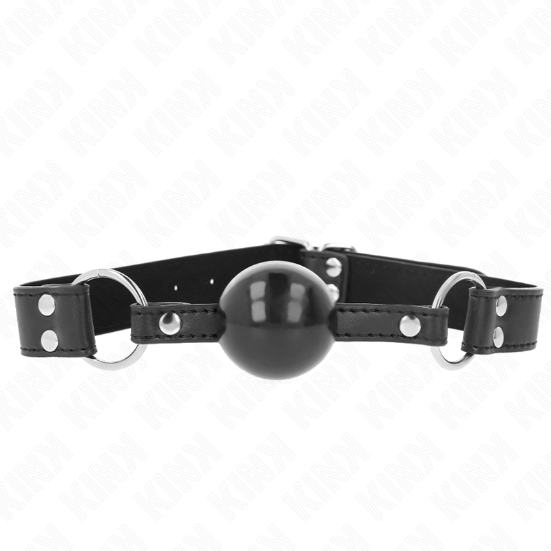 Bola Macia E Sólida Mordaça De 4 Cm Com Alça De Couro 62 X 2,5 Cm Ajustável 42-58 Cm - Kink