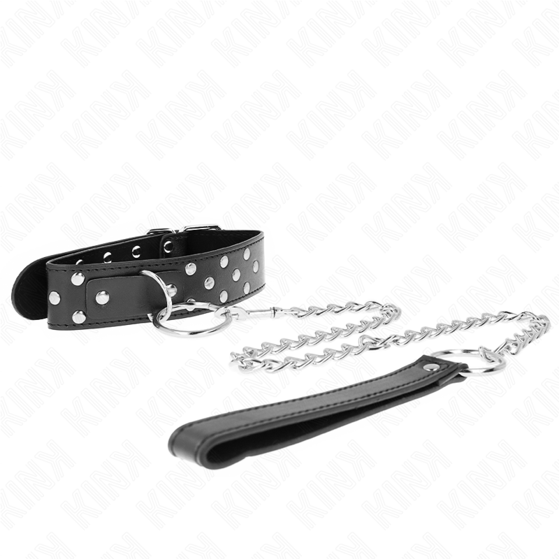 Colar De Alça De Rebite De Anel Com Cinto 65 Cm Preto Ajustável 36-50 Cm X 3,8 Cm - Kink