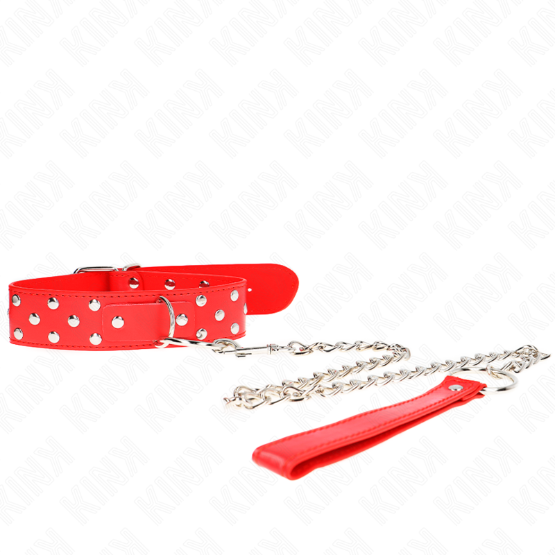 Colar De Alça De Rebite De Anel Com Cinto 65 Cm Vermelho Ajustável 36-50 Cm X 3,8 Cm - Kink