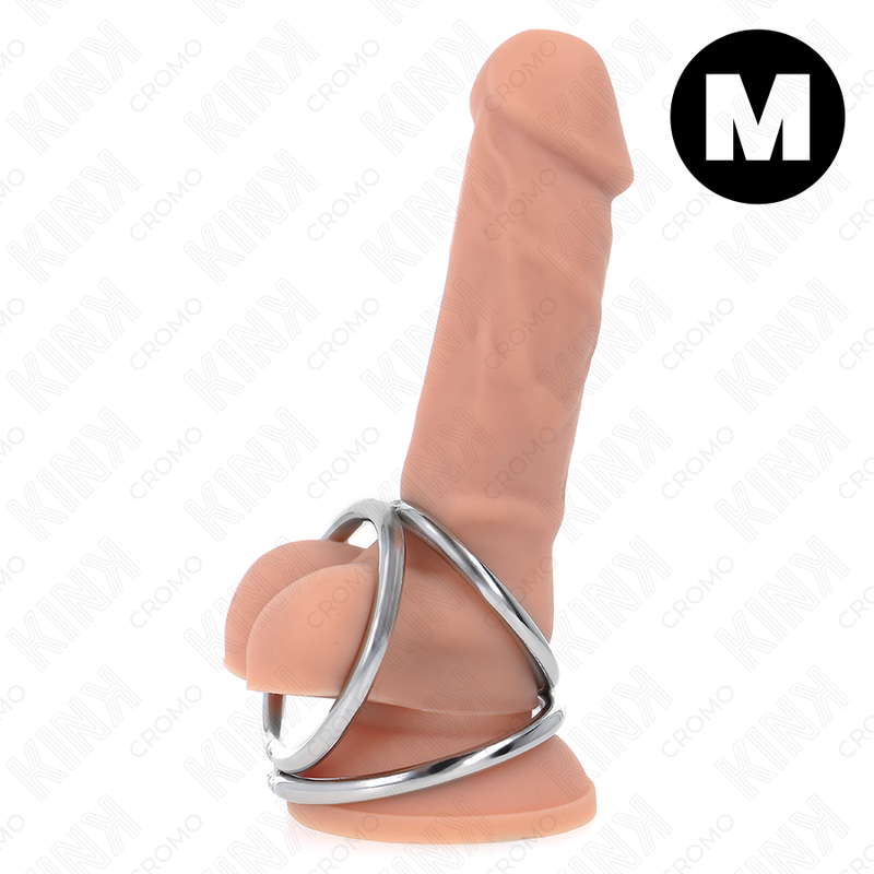 Anel De Pênis Triplo De Metal Cromado 3,8 Cm A 5 Cm Modelo 2 - Kink