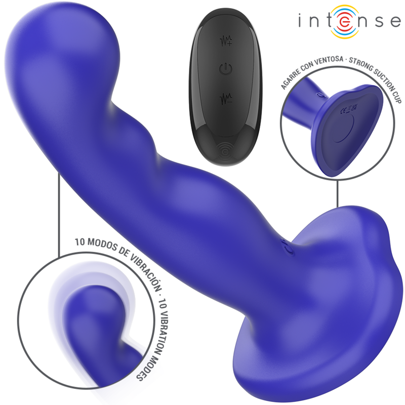 Shorty Vibrador Com Ventosa Azul Controle Remoto - Intense