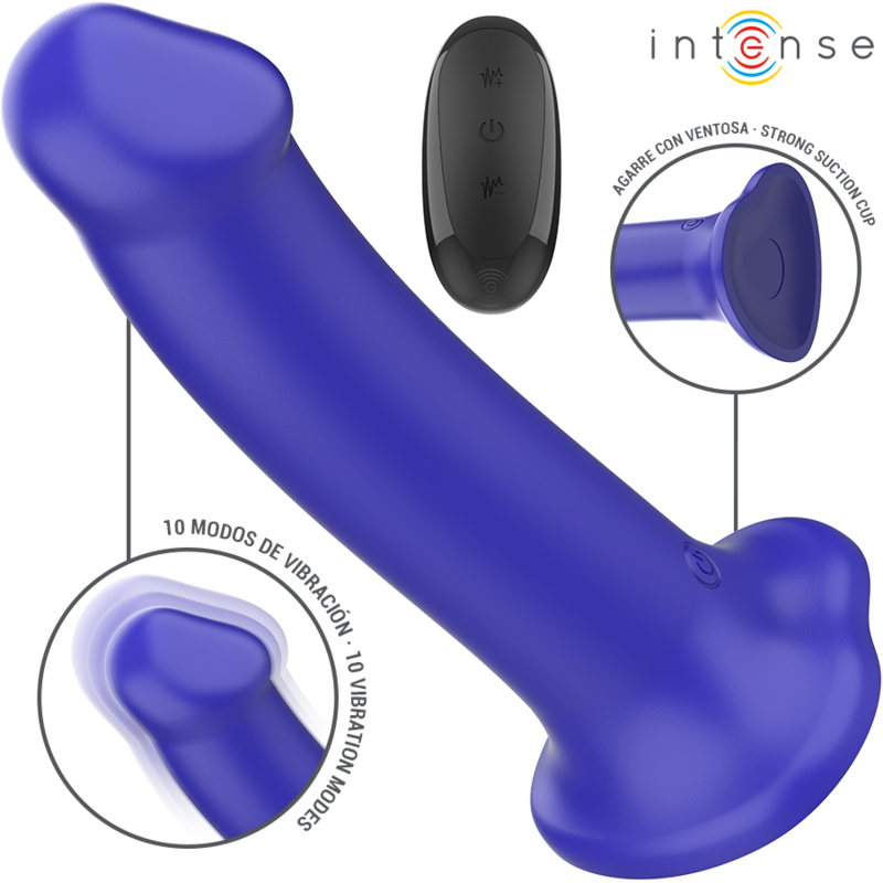 Victoria Vibrador Com Ventosa 10 Vibrações Azul Escuro Controle Remoto - Intense