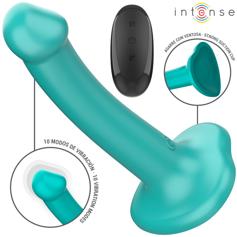 Katie Vibrador Com Ventosa 10 Vibrações Azul Controle Remoto - Intense