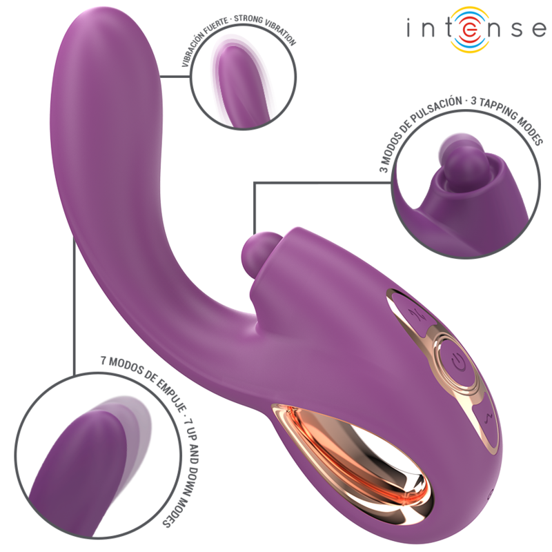 Lali Multifuncional Vibrador G-Spot Tapping & Thrust & Vibration Roxo - Intense