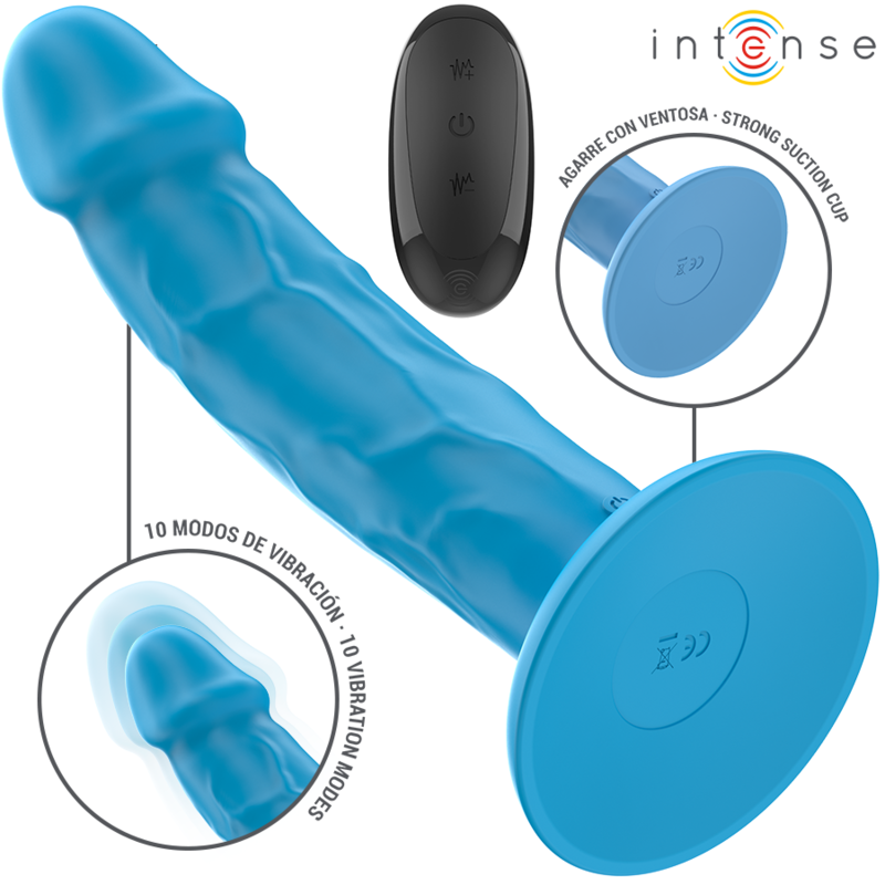 Phoebe Vibrador Realista 10 Vibrações Azul Controle Remoto - Intense