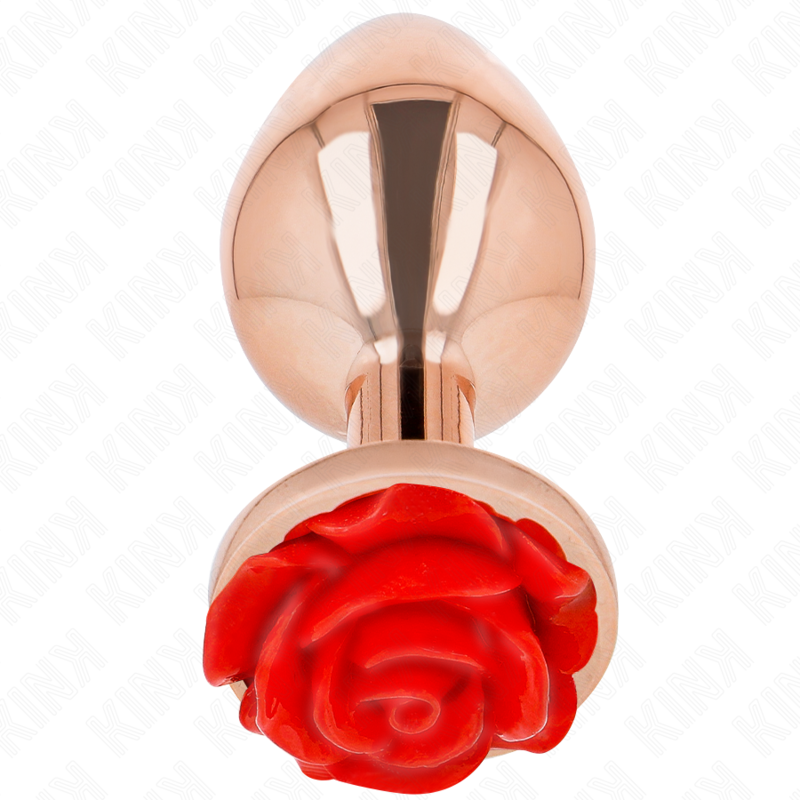 Plug Anal Rosa Ouro Com Rosa Vermelha - L - Kink