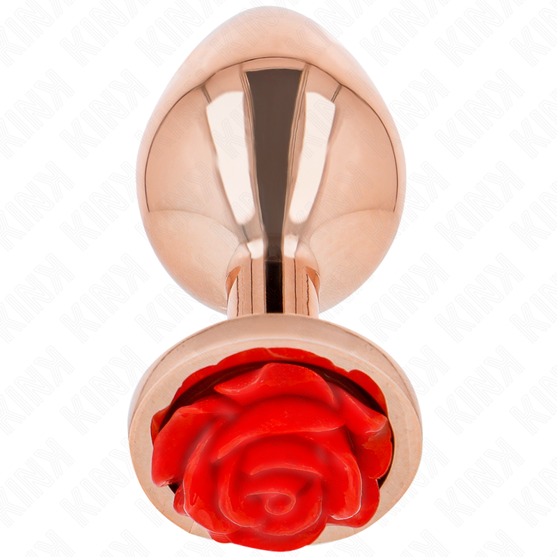 Plug Anal De Ouro Rosa Com Rosa Vermelha - S - Kink