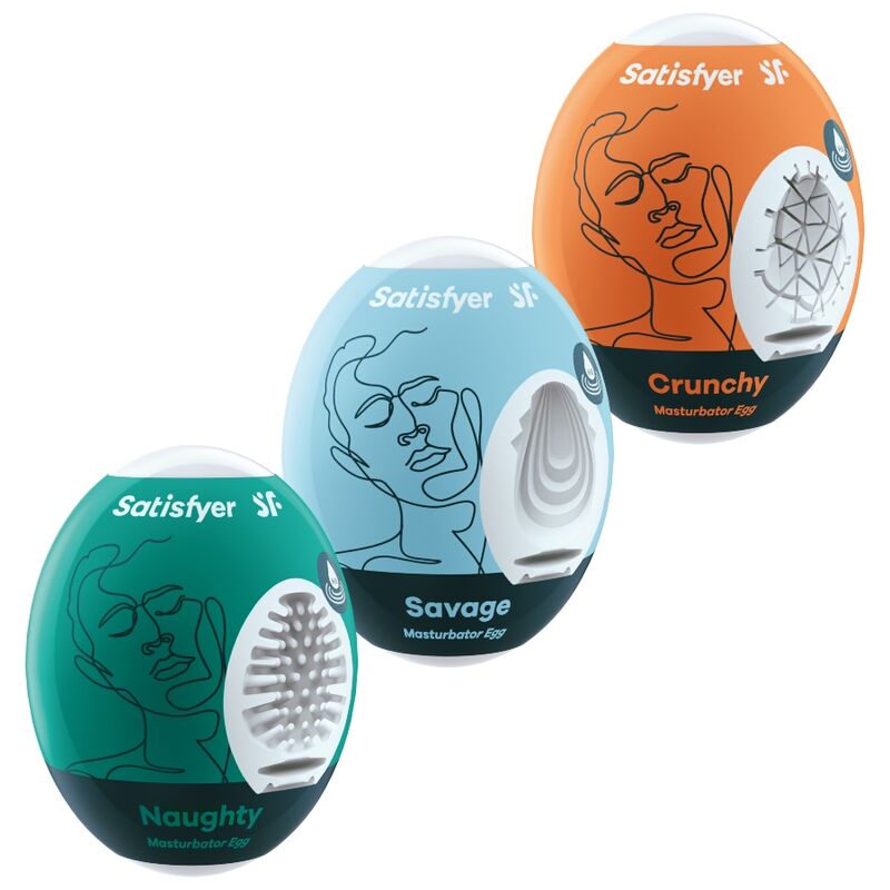 3 Ovos Masturbadores Naughty, Savage & Crunchy - Satisfyer
