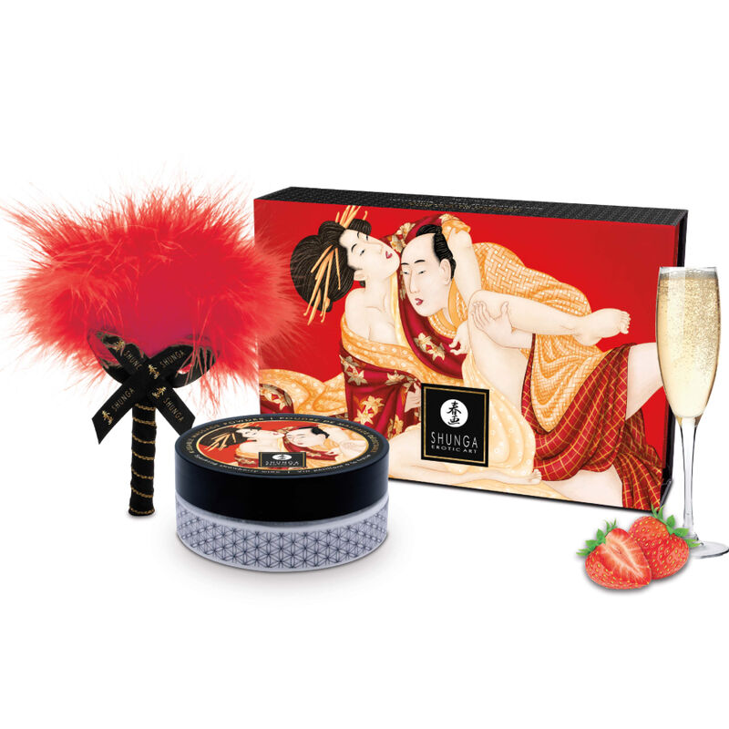 Kit De Pó De Massagem Comestível De Morango - Shunga