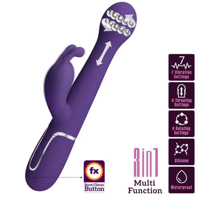 Dejon Vibrador Coelho 3 Em 1 Multifuno Roxo - Pretty Love