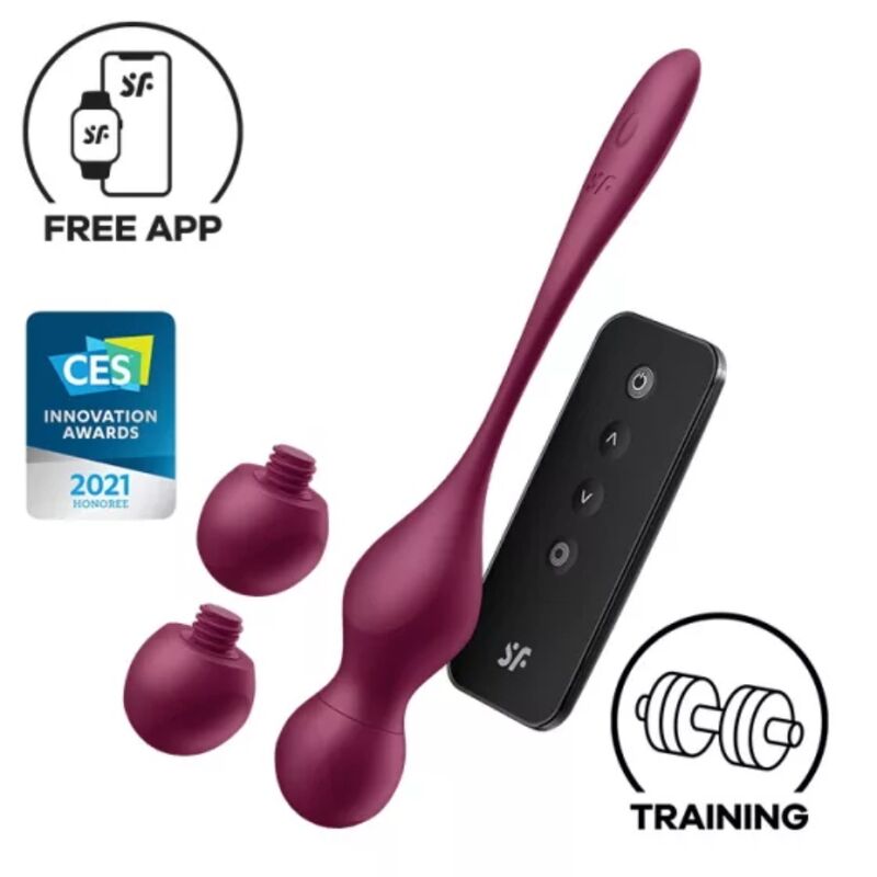Love Birds Vary Bolas Vibratórias Aplicativo Gratuito Vinho Tinto - Satisfyer