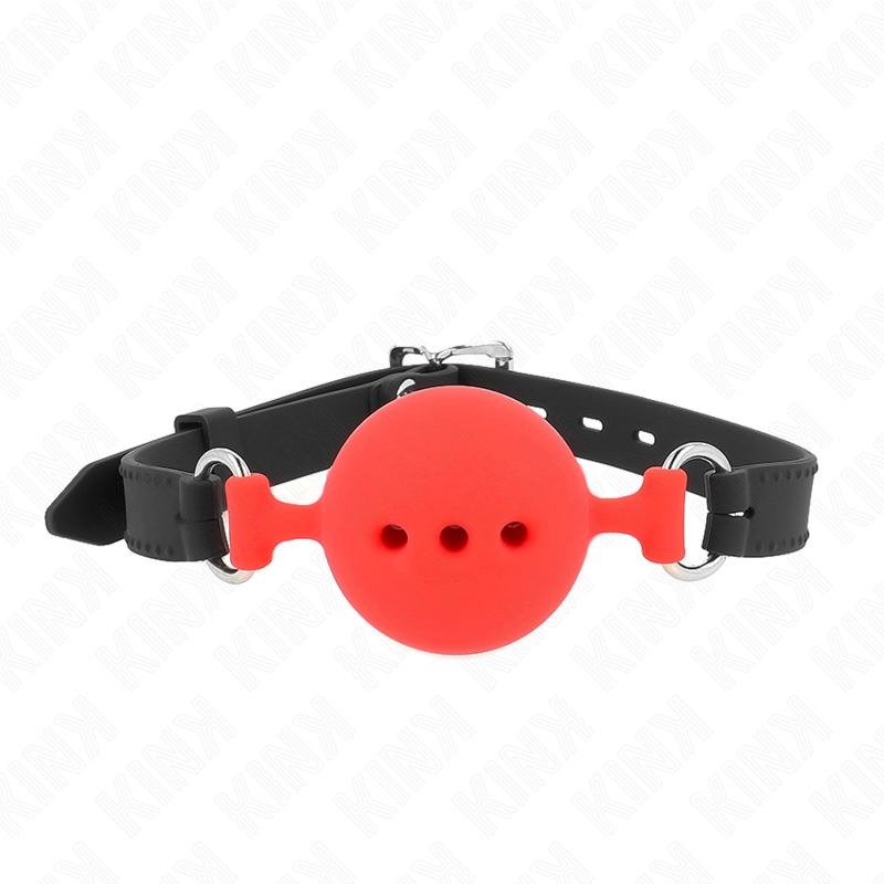 Mordaça Completa De Silicone 55 X 2 Cm Com Bola De 5 Cm Tamanho L Vermelho Ajustável 35-51 Cm - Kink