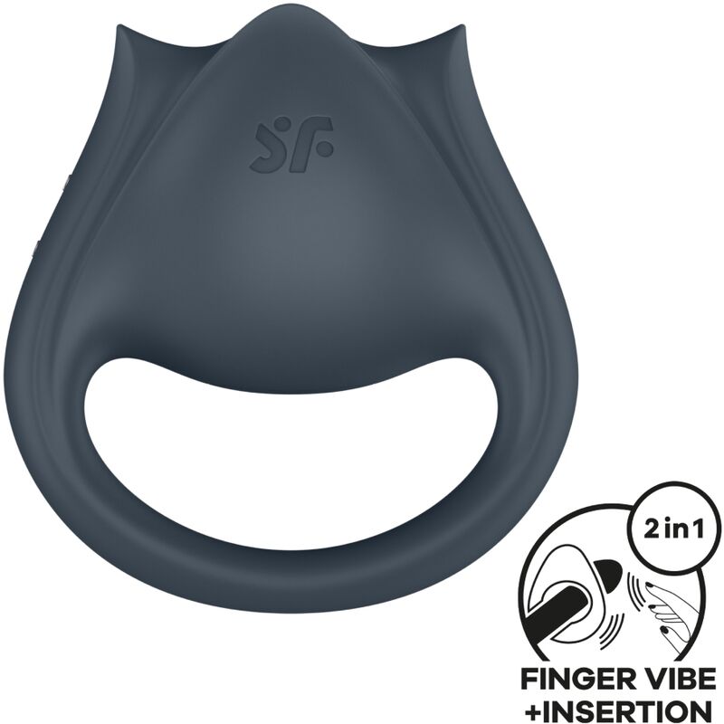Perfect Pair 2 Multivibrantes 2 Em 1 Anel Para Pênis E Estimulador De Dedo Cinza - Satisfyer