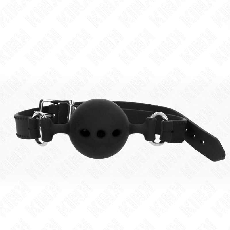 Mordaça Completa De Silicone 55 X 2 Cm Com Bola De 5 Cm Tamanho L Preto Ajustável 35-51 Cm - Kink