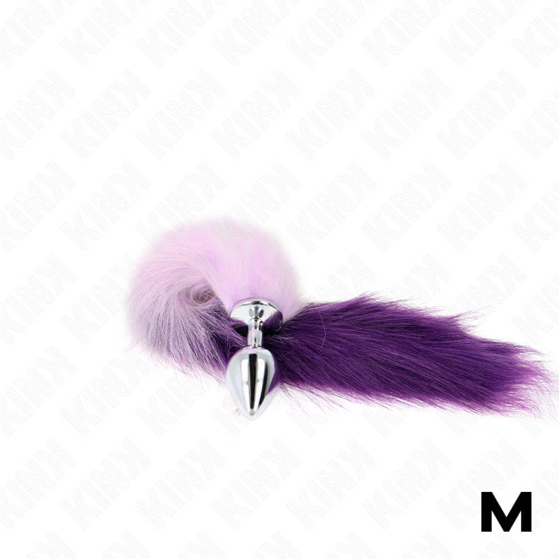 Plug Anal Tamanho M 8 X 3,5 Cm Com Cauda Sintética 40 Cm Roxo - Kink