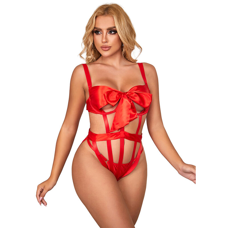 954475 Body Sexy Openwork Com Laço Vermelho L/Xl - Subblime