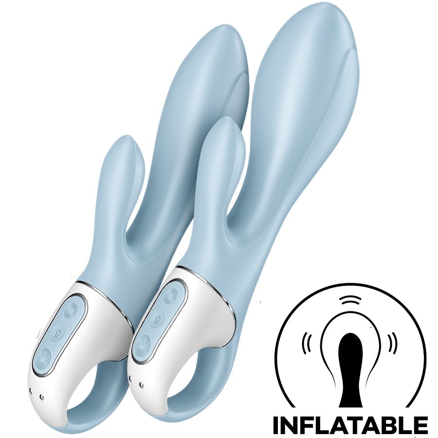 Bomba De Ar Bunny 1 Coelho Inflável Vibrador Azul - Satisfyer
