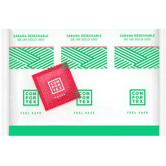 Folhas Higiênicas Descartáveis, Sacola Individual + Preservativo De Morango - Confortex